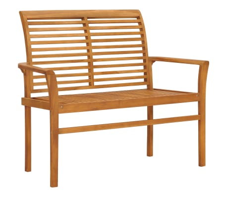 vidaXL Gartenbank Graue Karomuster-Auflage 112 cm Massivholz Teak