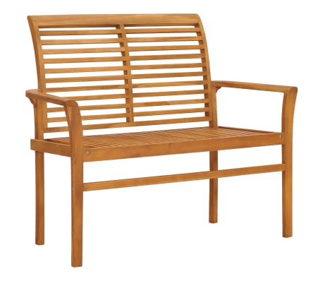 vidaXL Gartenbank mit Schwarzer Auflage 112 cm Massivholz Teak