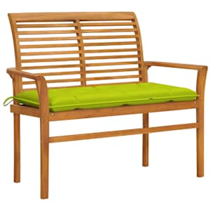 vidaXL aiapink erkrohelise padjaga, 112 cm, toekas tiikpuu