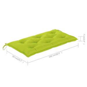 Zahradní lavice s jasně zelenou poduškou 112 cm masivní teak - obrázek 10