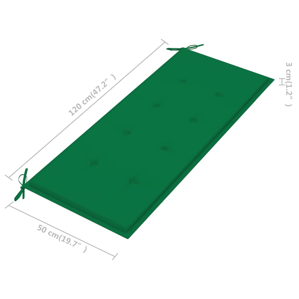dārza sols ar zaļu matraci, 120 cm, masīvs tīkkoks | Stepinfit.lv