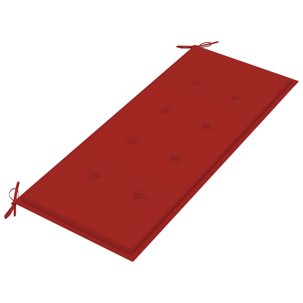 dārza sols ar sarkanu matraci, 120 cm, masīvs tīkkoks | Stepinfit.lv