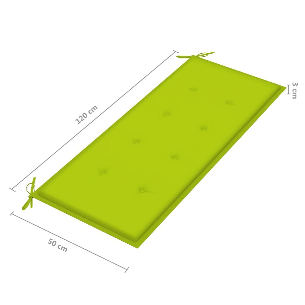 dārza sols ar spilgti zaļu matraci, 120 cm, masīvs tīkkoks | Stepinfit.lv