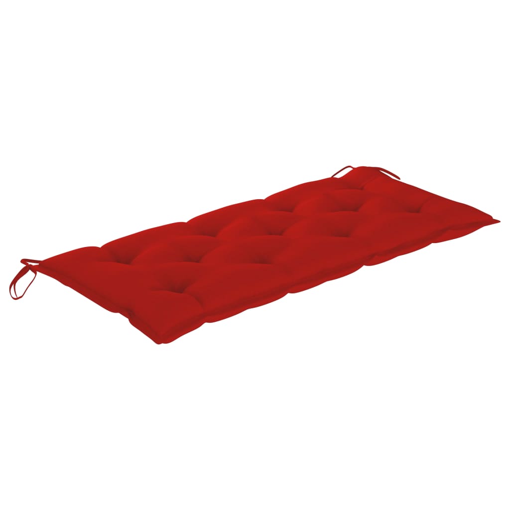 dārza sols ar sarkanu matraci, 120 cm, masīvs tīkkoks | Stepinfit.lv