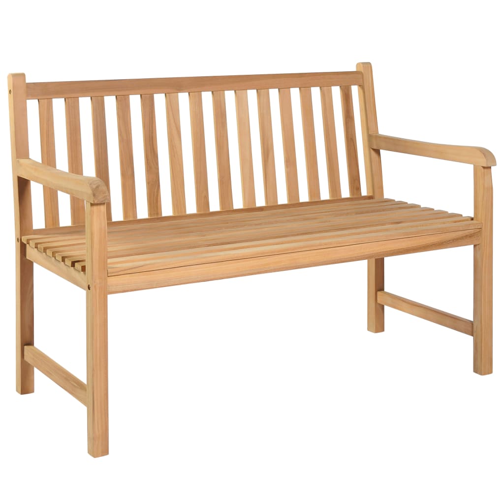 

vidaXL Tuinbank met taupe kussen 120 cm massief teakhout