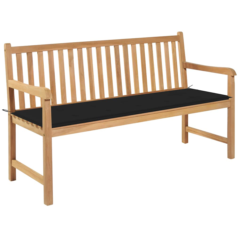 

vidaXL Patio Bench with Black Cushion 23.3" Solid Teak Wood