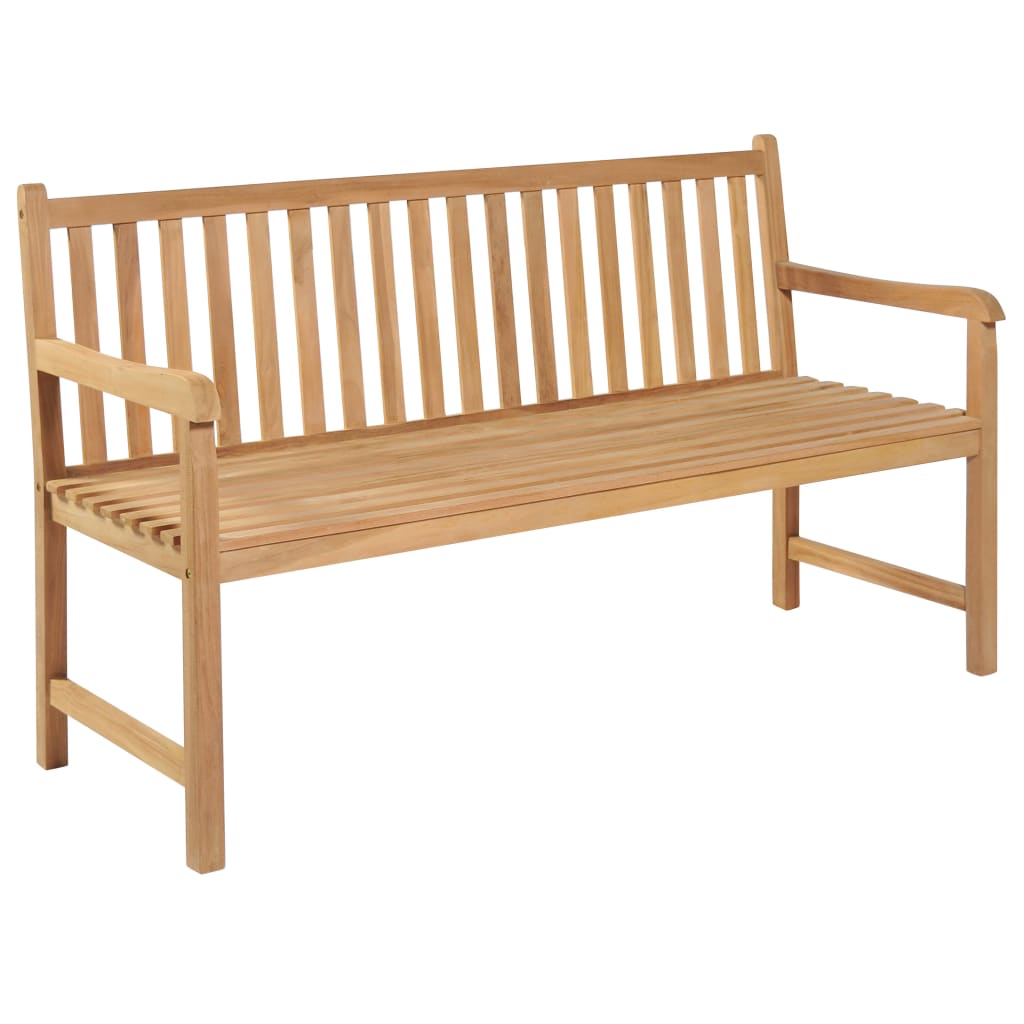 vidaXL Patio Bench with Black Cushion 59.1" Solid Teak Wood