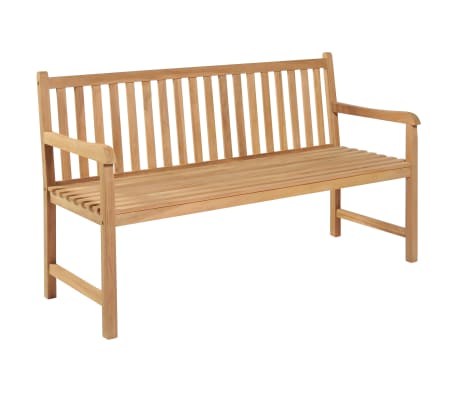 vidaXL Gartenbank mit Schwarzer Auflage 150 cm Massivholz Teak