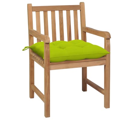 vidaXL Tuinstoelen 2 st met heldergroene kussens massief teakhout
