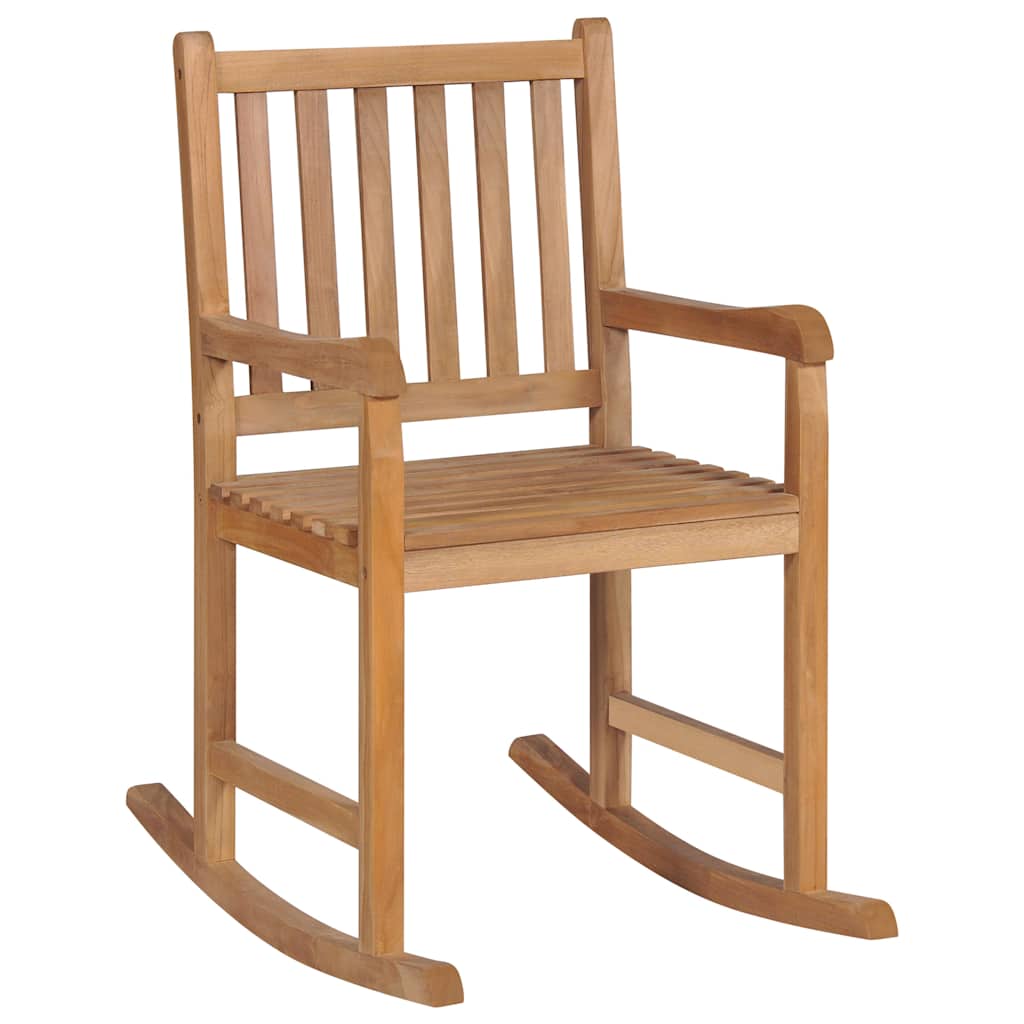 Thumbnail - vidaXL Schaukelstuhl mit Weinrotem Kissen Massivholz Teak