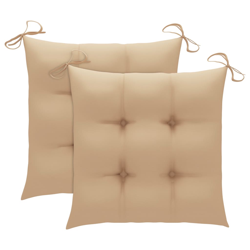 

vidaXL Schommelstoel met beige kussen massief teakhout