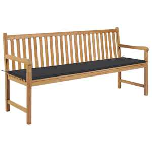 Zahradní lavice s antracitovou poduškou 175 cm masivní teak - obrázek 1