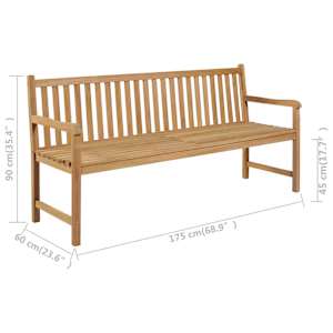 Zahradní lavice s antracitovou poduškou 175 cm masivní teak - obrázek 7