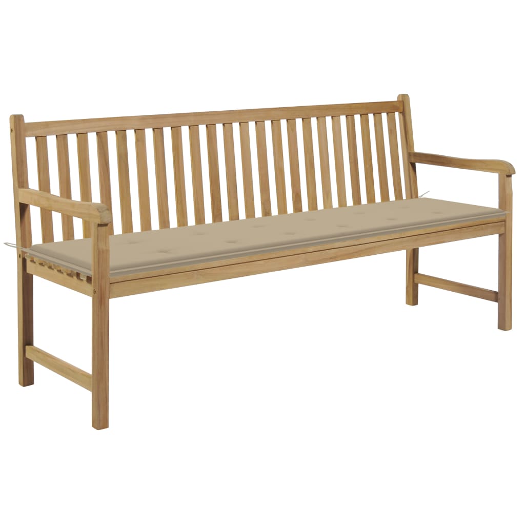 

vidaXL Patio Bench with Beige Cushion 68.9" Solid Teak Wood