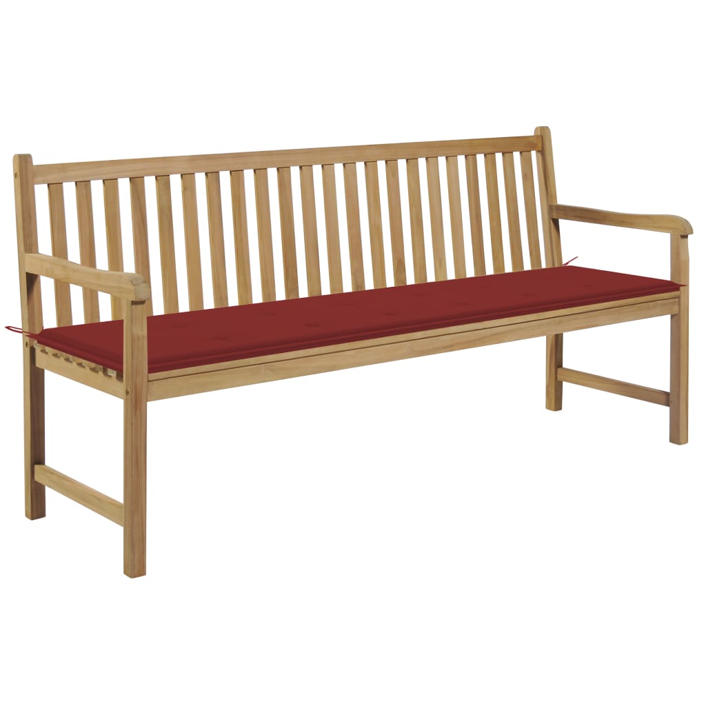 

vidaXL Patio Bench with Red Cushion 68.9" Solid Teak Wood