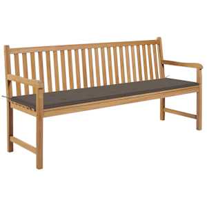 Zahradní lavice s taupe poduškou 175 cm masivní teak - obrázek 1