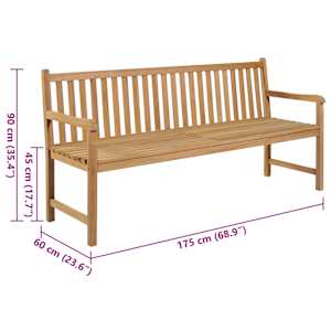 Zahradní lavice s taupe poduškou 175 cm masivní teak - obrázek 8