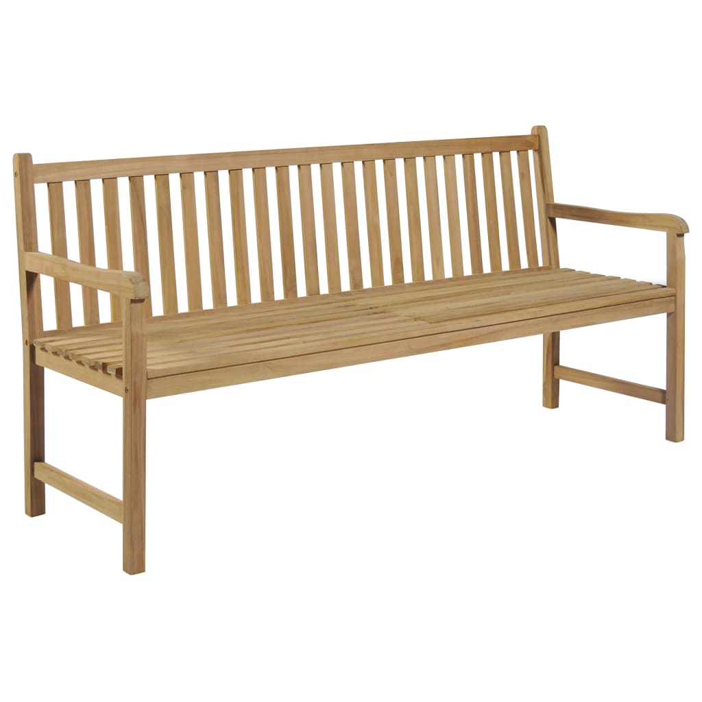 

vidaXL Tuinbank met rood geruit kussen 175 cm massief teakhout