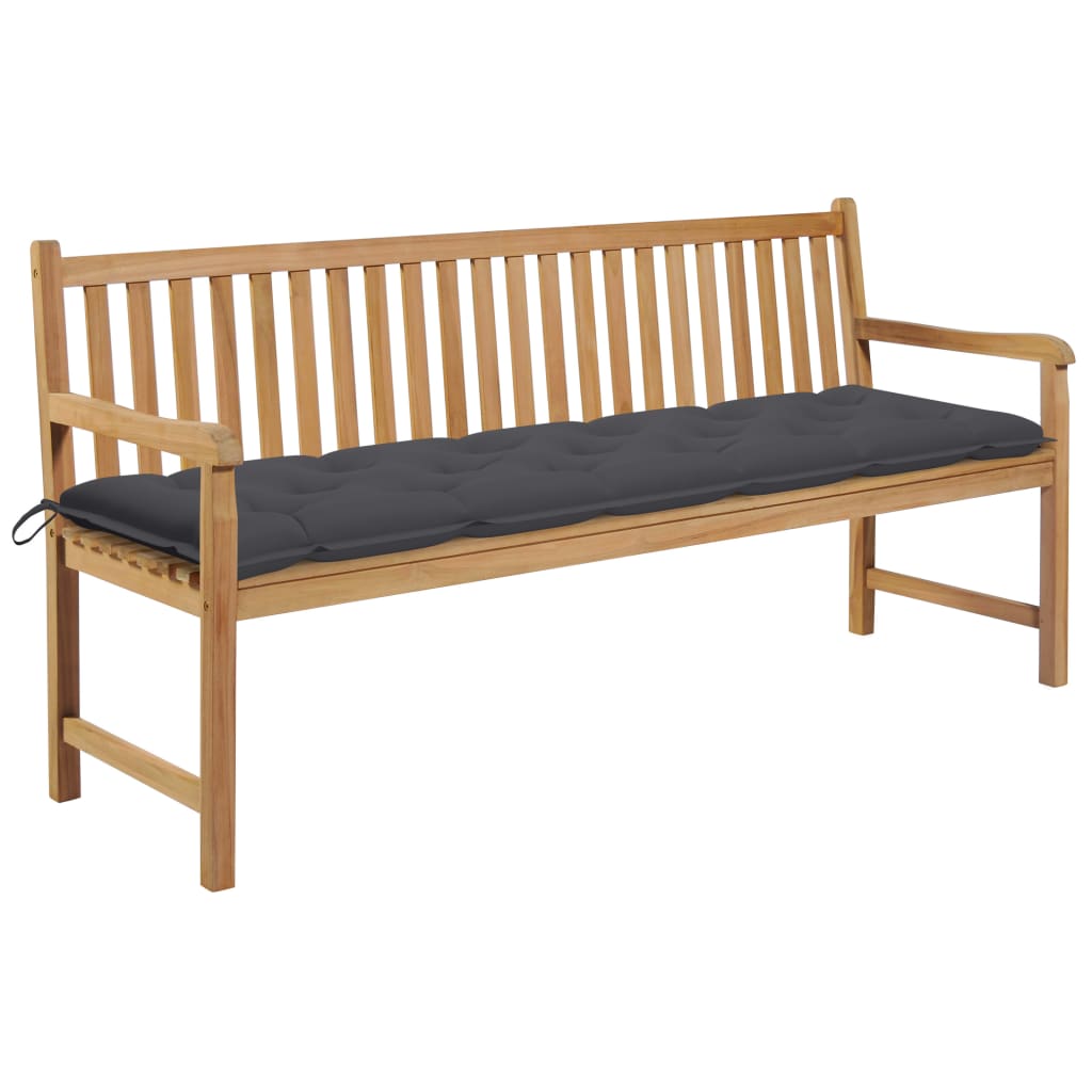 vidaXL Gartenbank mit Anthrazit Auflage 175 cm Massivholz Teak