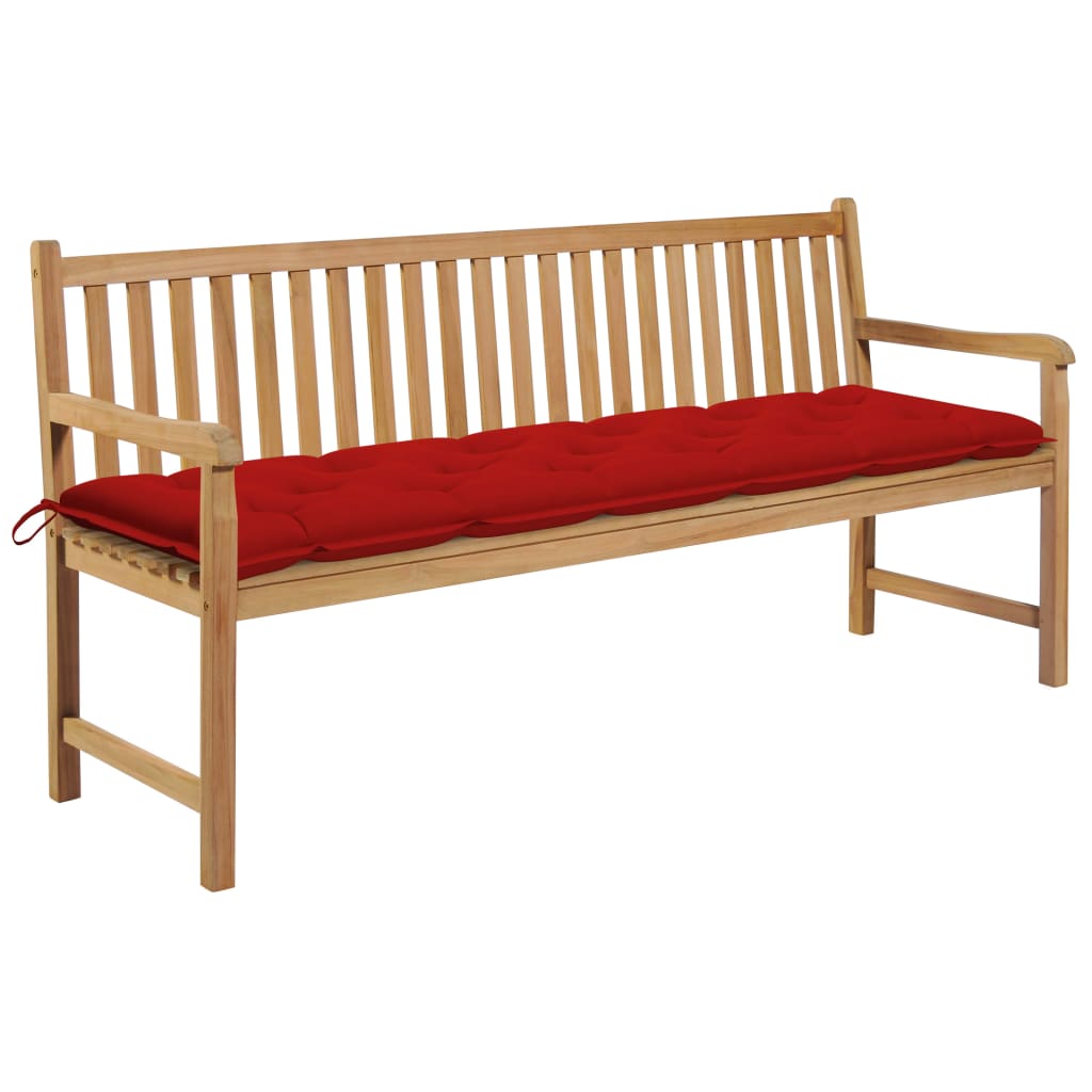 

vidaXL Patio Bench with Red Cushion 68.9" Solid Teak Wood