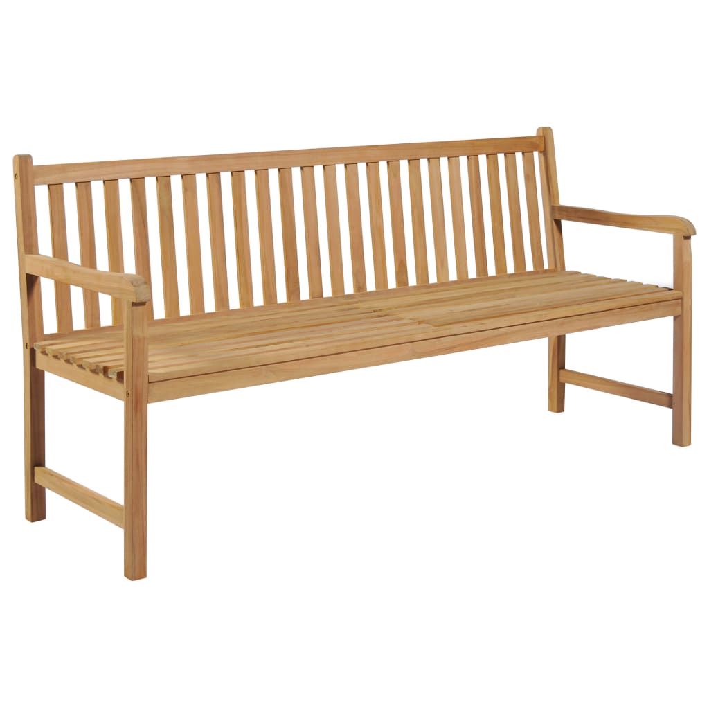 vidaXL Gartenbank mit Schwarzer Auflage 175 cm Massivholz Teak