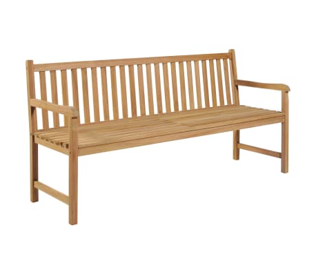 vidaXL Garden Bench with Black Cushion 175 cm Solid Teak Wood