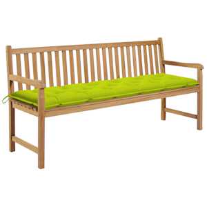 Zahradní lavice s jasně zelenou poduškou 175 cm masivní teak - obrázek 1