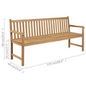 Zahradní lavice s jasně zelenou poduškou 175 cm masivní teak - obrázek 10