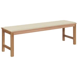 Zahradní lavice s krémovou poduškou 150 cm masivní teak