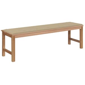 Zahradní lavice s béžovou poduškou 150 cm masivní teak