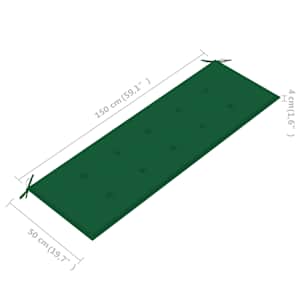 Zahradní lavice se zelenou poduškou 150 cm masivní teak - obrázek 9