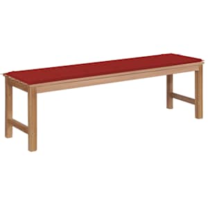 Zahradní lavice s červenou poduškou 150 cm masivní teak