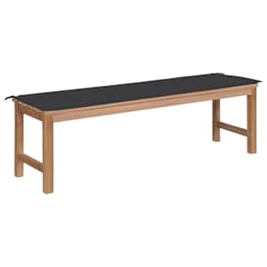 Zahradní lavice s černou poduškou 150 cm masivní teak