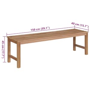 Zahradní lavice s černou poduškou 150 cm masivní teak - obrázek 8
