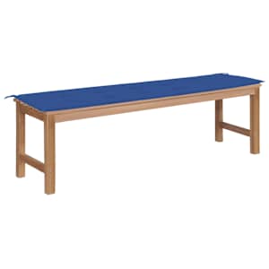 Zahradní lavice s královsky modrou poduškou 150 cm masivní teak