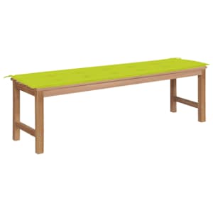 Zahradní lavice s jasně zelenou poduškou 150 cm masivní teak - obrázek 1