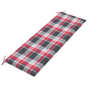Zahradní lavice + červená károvaná poduška 150 cm masivní teak - obrázek 6