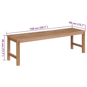Zahradní lavice + červená károvaná poduška 150 cm masivní teak - obrázek 8