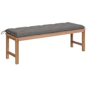 Zahradní lavice s šedou poduškou 150 cm masivní teak