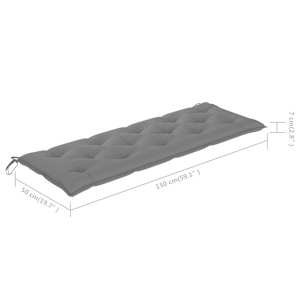 Zahradní lavice s šedou poduškou 150 cm masivní teak - obrázek 9