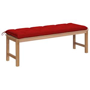 Zahradní lavice s červenou poduškou 150 cm masivní teak