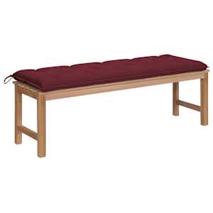 Zahradní lavice s vínovou poduškou 150 cm masivní teak