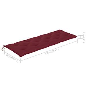 Zahradní lavice s vínovou poduškou 150 cm masivní teak - obrázek 10