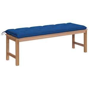 Zahradní lavice s modrou poduškou 150 cm masivní teak