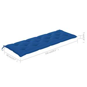 Zahradní lavice s modrou poduškou 150 cm masivní teak - obrázek 10