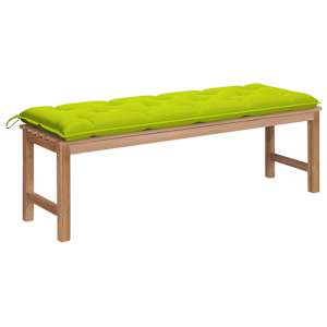 Zahradní lavice s jasně zelenou poduškou 150 cm masivní teak