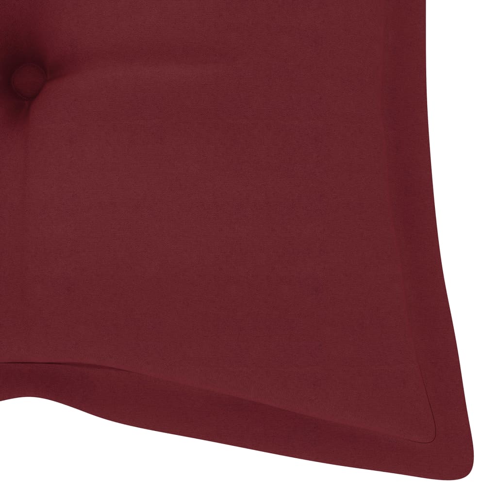Supamas suoliukas su vyno raudona pagalvėle, 120cm, tikmedis | Stepinfit