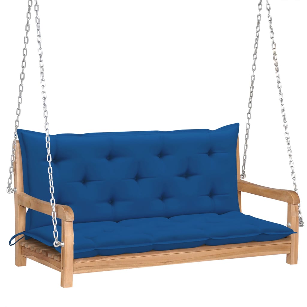 Supamas suoliukas su mėlynos spalvos pagalvėle, 120cm, tikmedis | Stepinfit