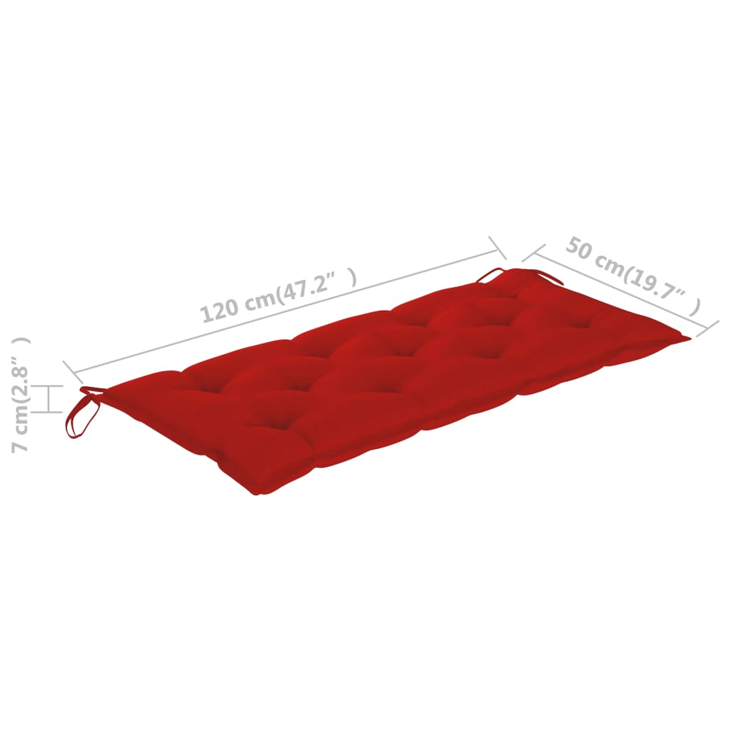 Tömör tíkfa hintaágy piros párnával 170 cm 