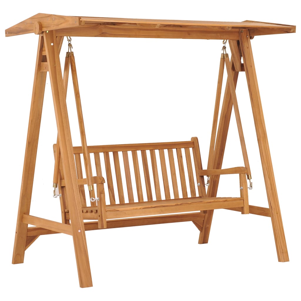 vidaXL Schommelbank met taupe kussen 170 cm massief teakhout
